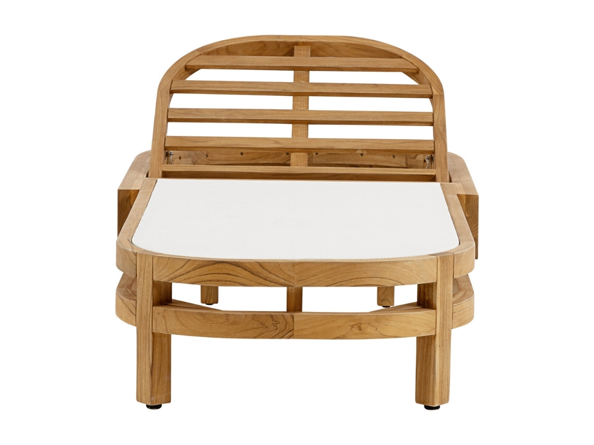 Santino® Outdoor Chaise Lounger - White Fabric with Teak Frame