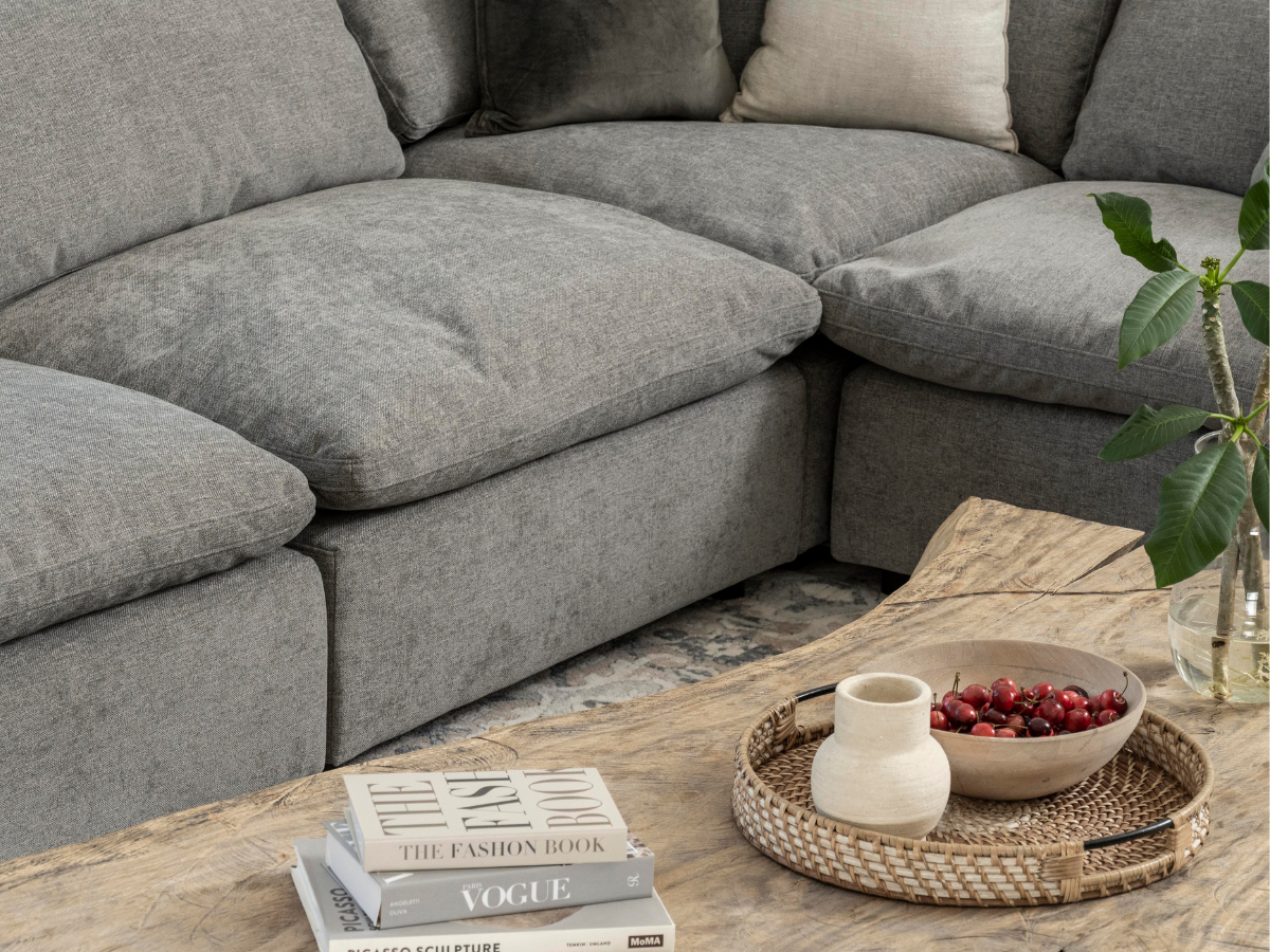 JoJo Fletcher Luxe Feather and Down Fabric Corner Chair