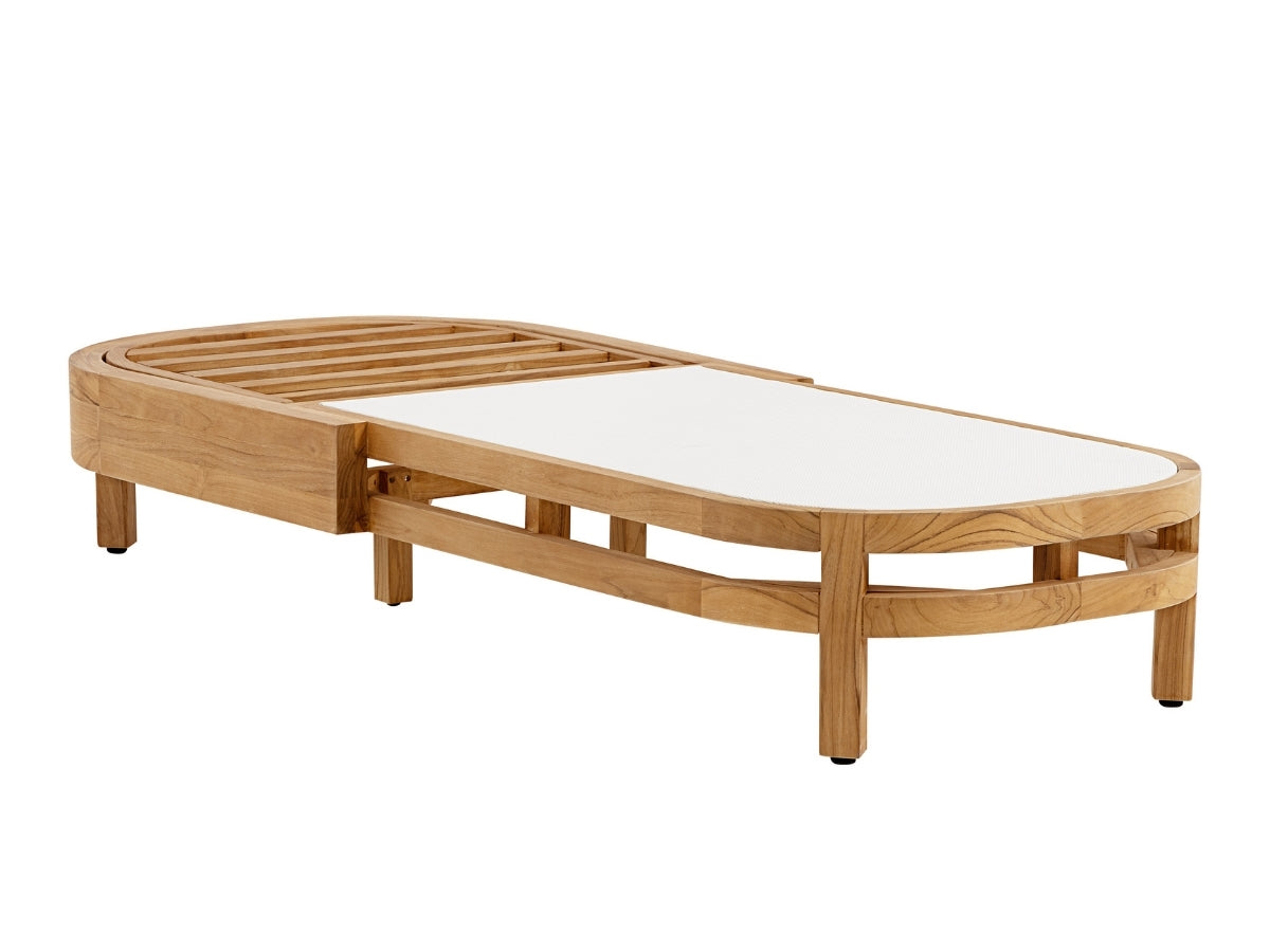 Santino® Outdoor Chaise Lounger - White Fabric with Teak Frame