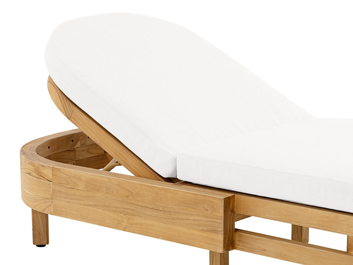Santino® Outdoor Chaise Lounger - White Fabric with Teak Frame
