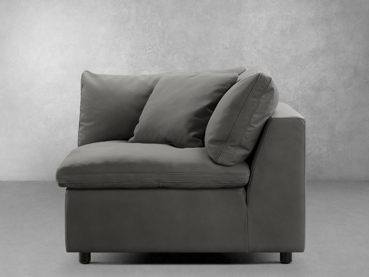 JoJo Fletcher Luxe Gray Nubuck Leather Corner Chair Abbyson