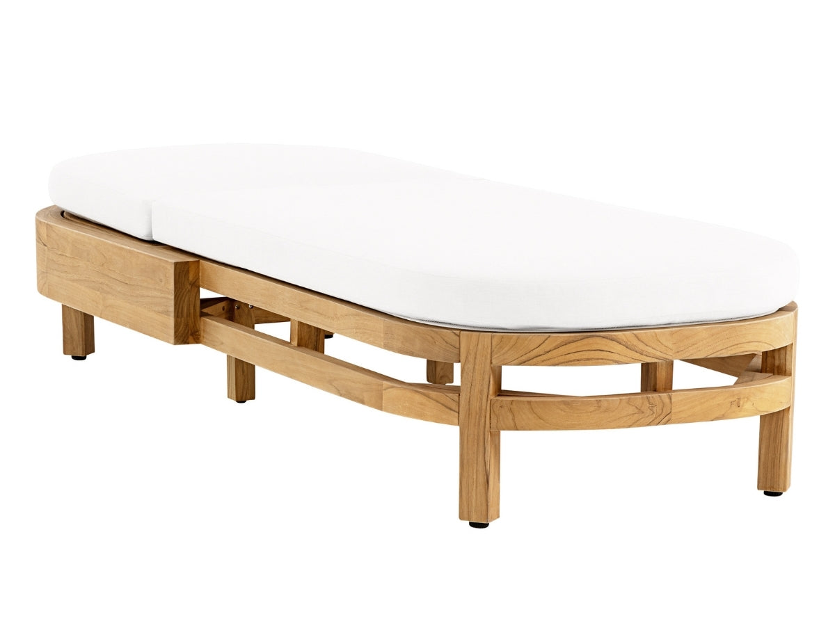 Santino® Outdoor Chaise Lounger - White Fabric with Teak Frame