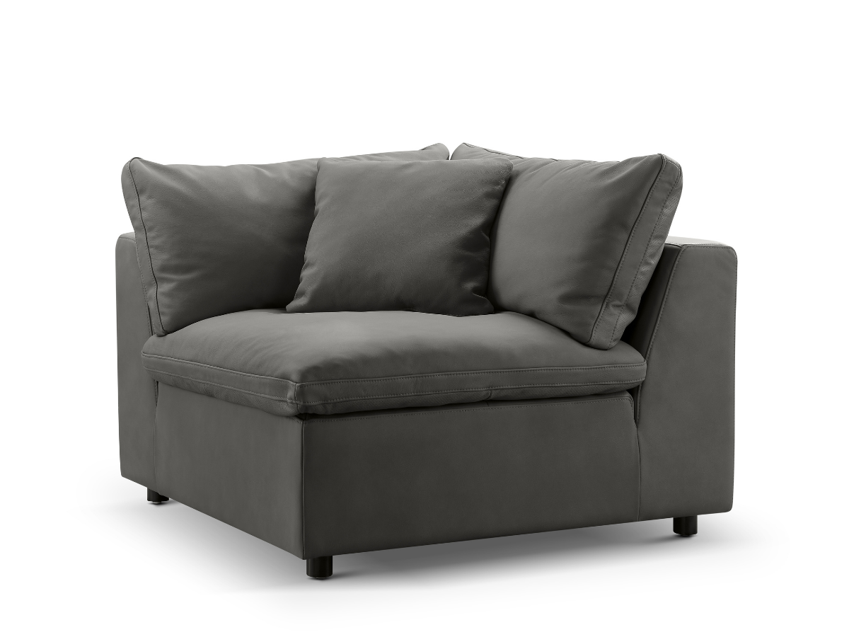JoJo Fletcher Luxe Gray Nubuck Leather Corner Chair