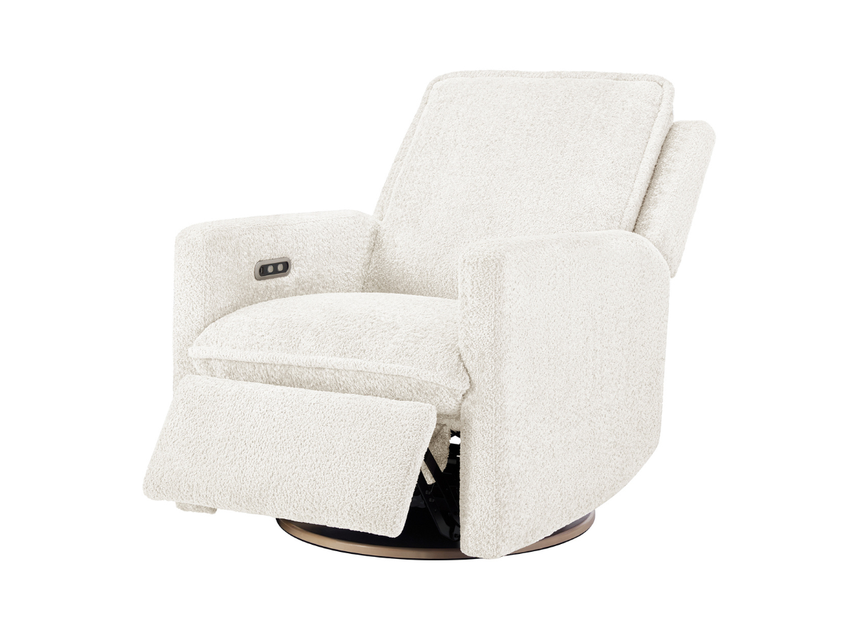 Ayden Boucle Swivel Glider Power Recliner - White