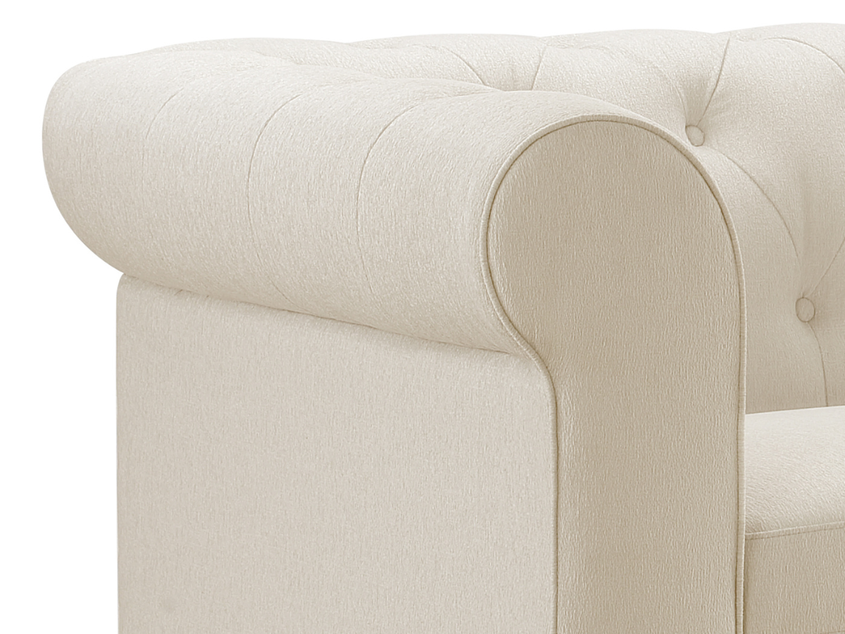 Gwen Stain Resistant Fabric Chesterfield Chair - Ivory