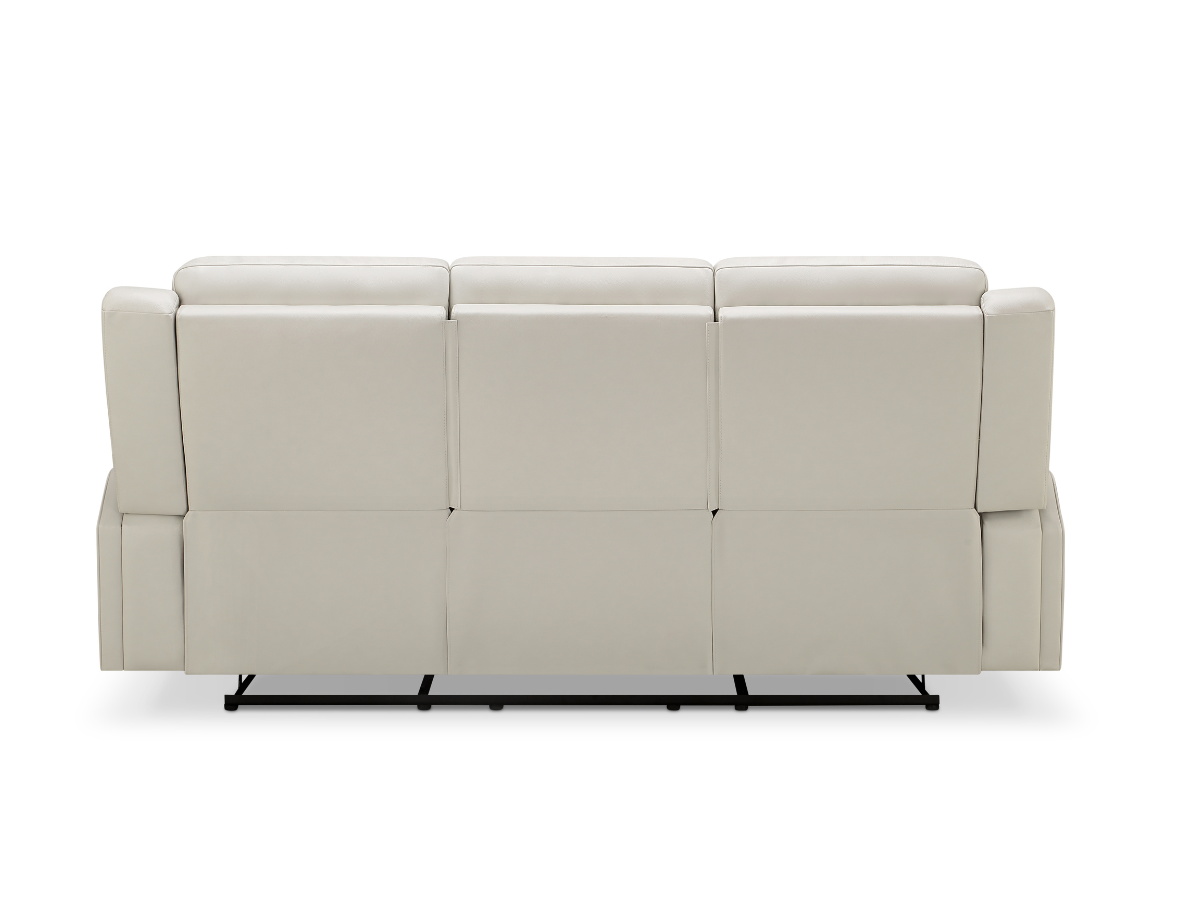 Rhodes Top-Grain Leather Manual Reclining Sofa - Ivory