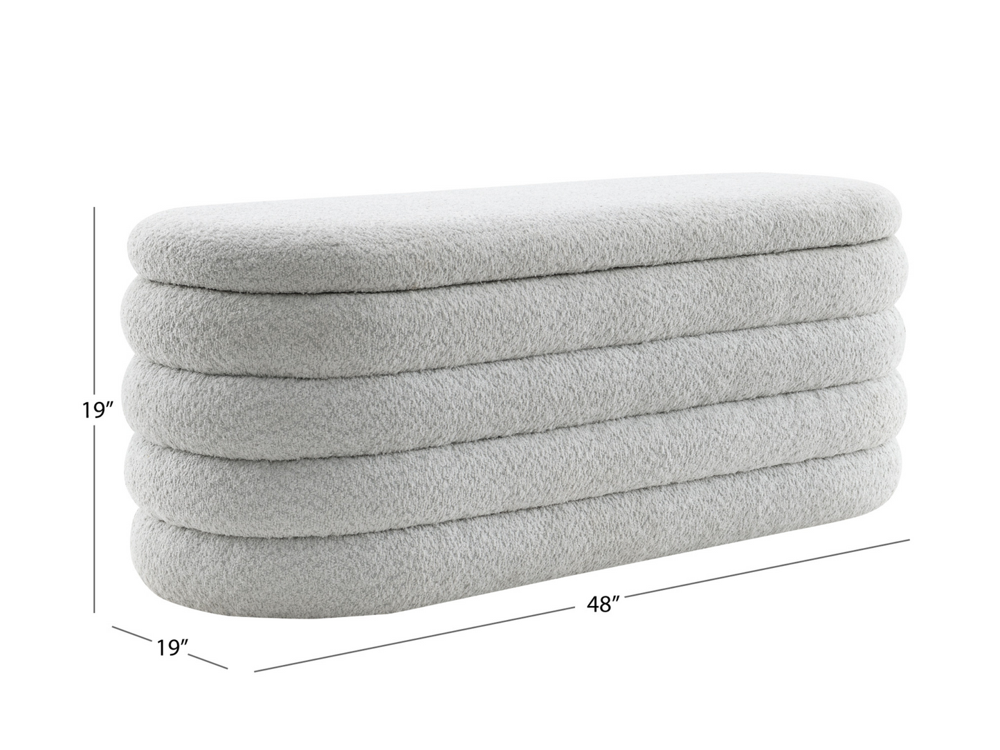 Cleo Storage Bench Ottoman - Gray
