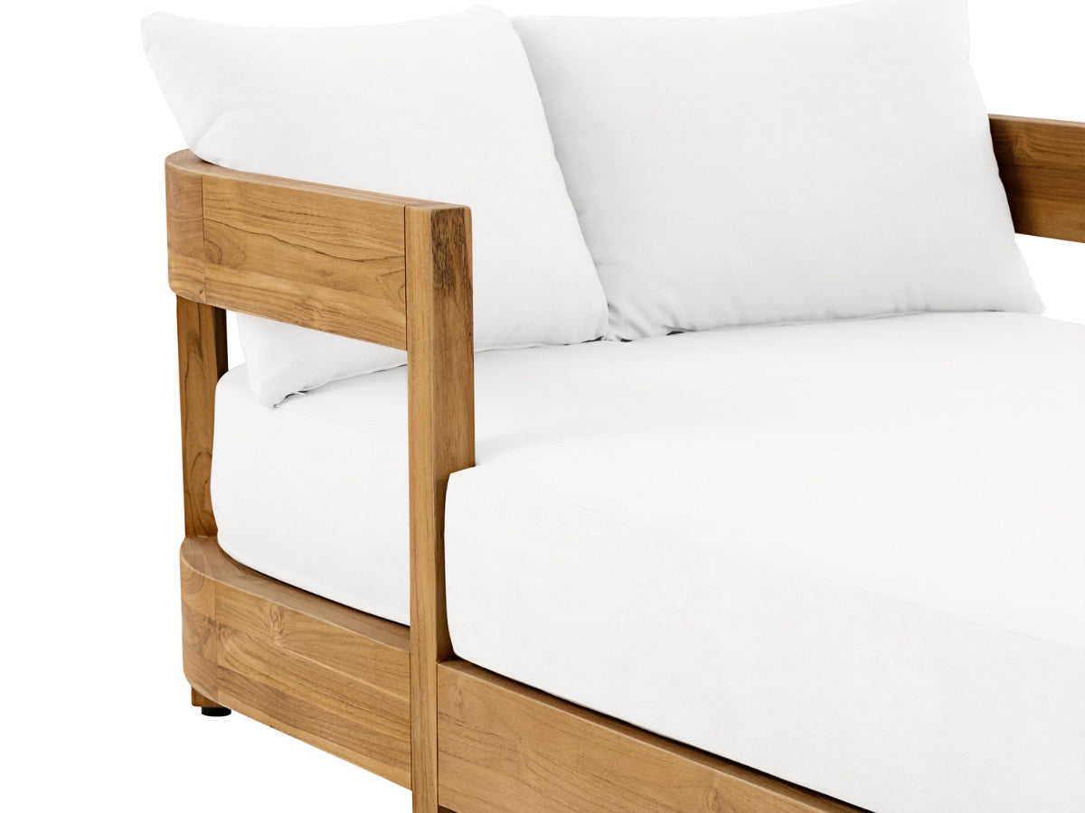 Santino® Outdoor Daybed - White Fabric with Teak Frame
