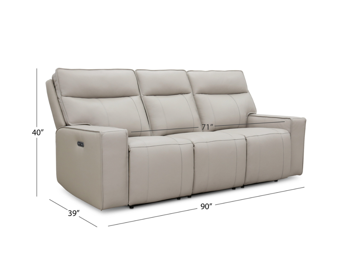 Layton Leather Power Reclining Sofa - Gray