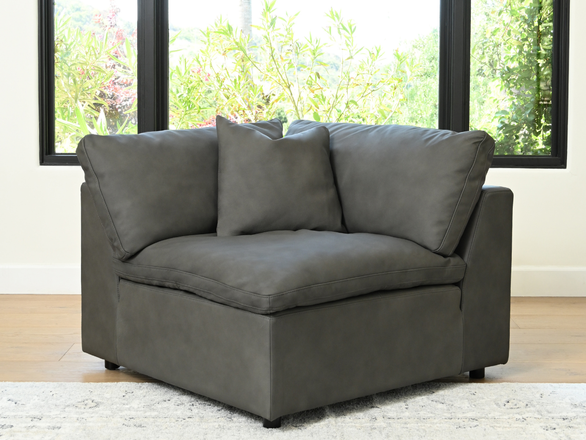 JoJo Fletcher Luxe Gray Nubuck Leather Corner Chair