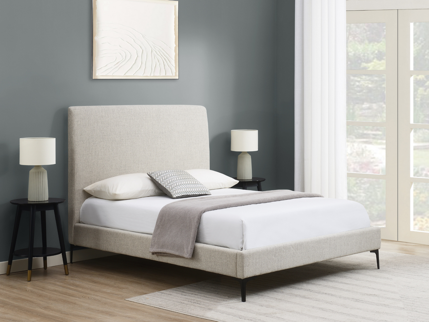 Evella Upholstered Bed - Cream - King