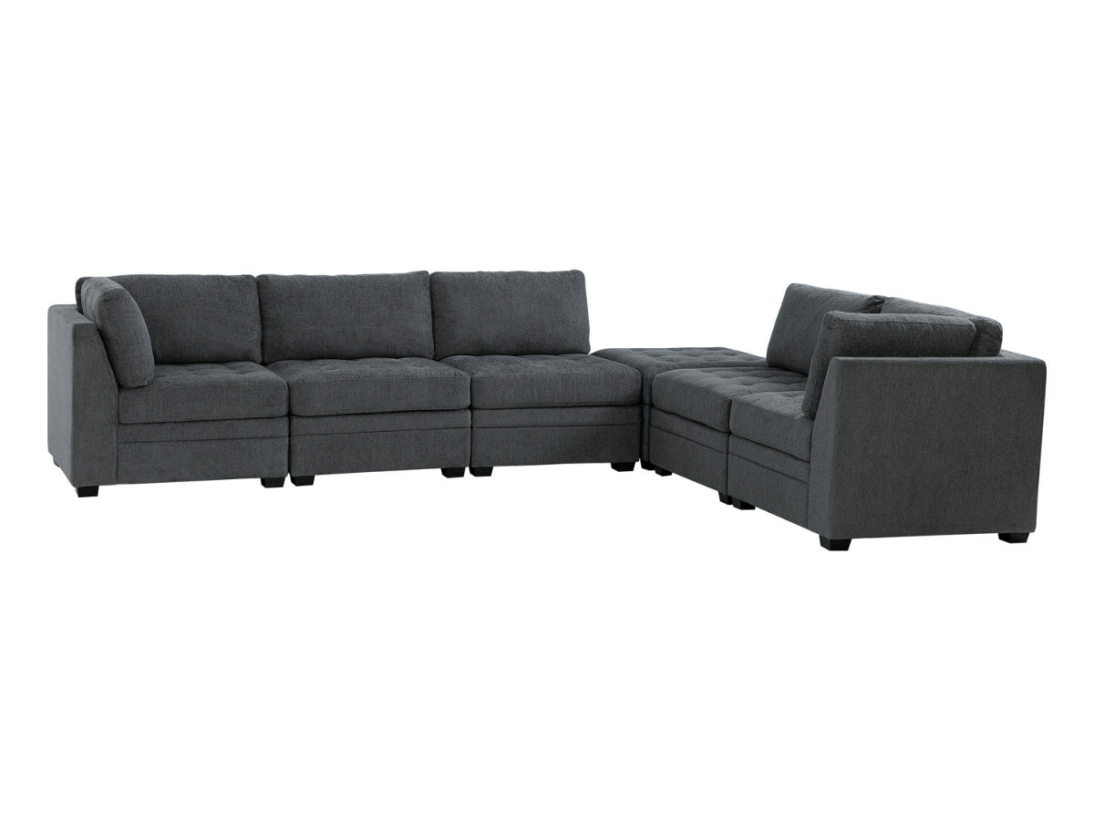 Nixon Fabric 6 Piece Modular Sectional Set - Gray