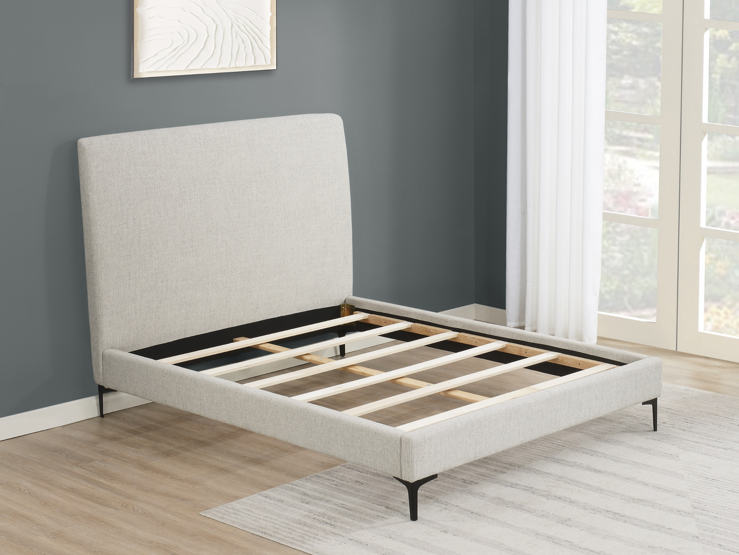 Evella Upholstered Bed - Cream - King