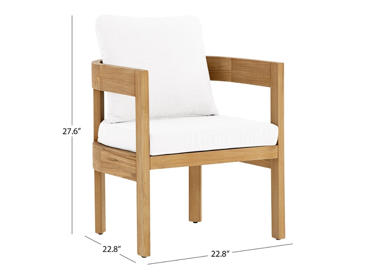 Santino® Outdoor Dining Chair (Set of 2) - White Fabric with Teak Frame