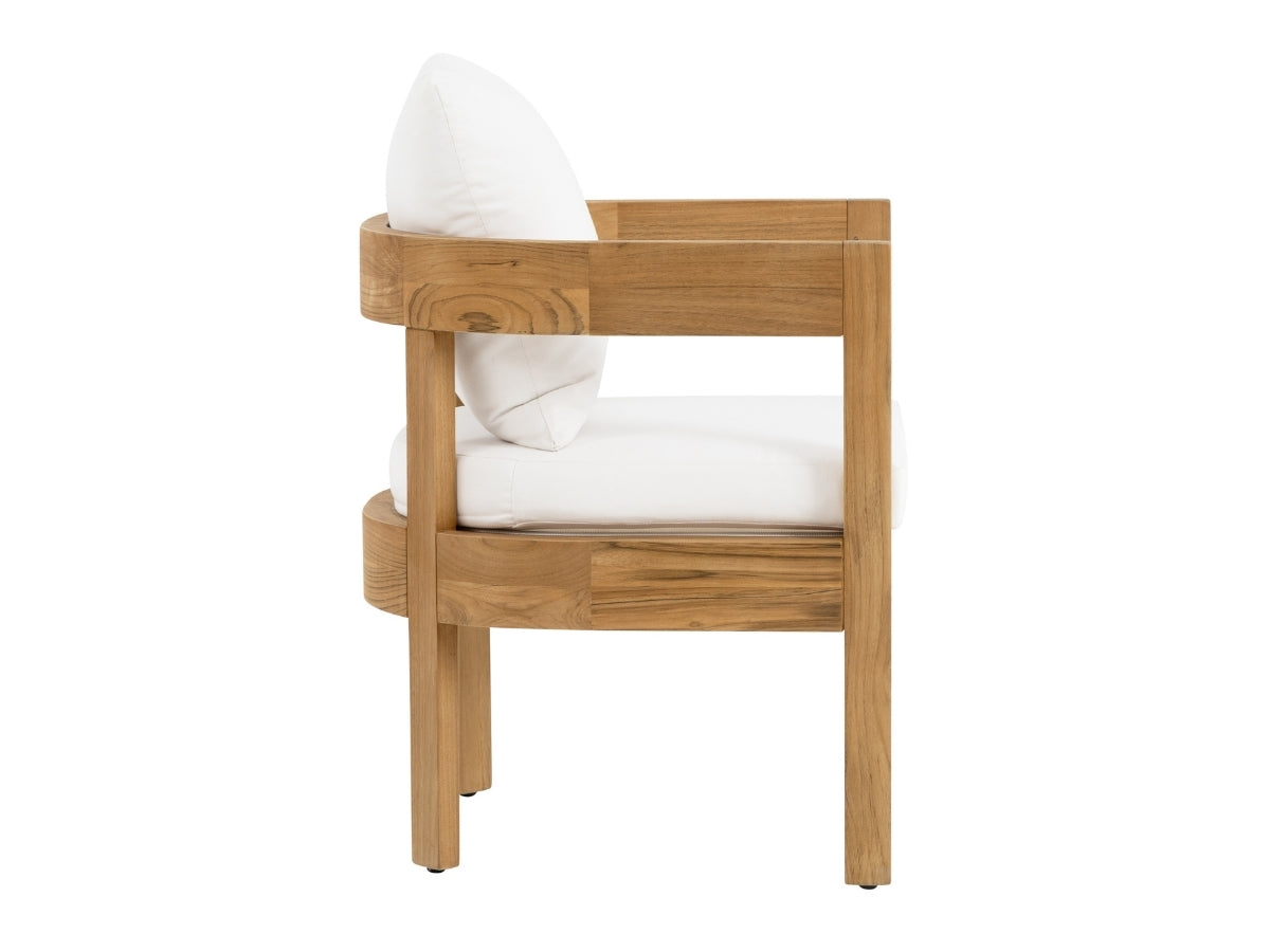 Santino® Outdoor Dining Chair (Set of 2) - White Fabric with Teak Frame