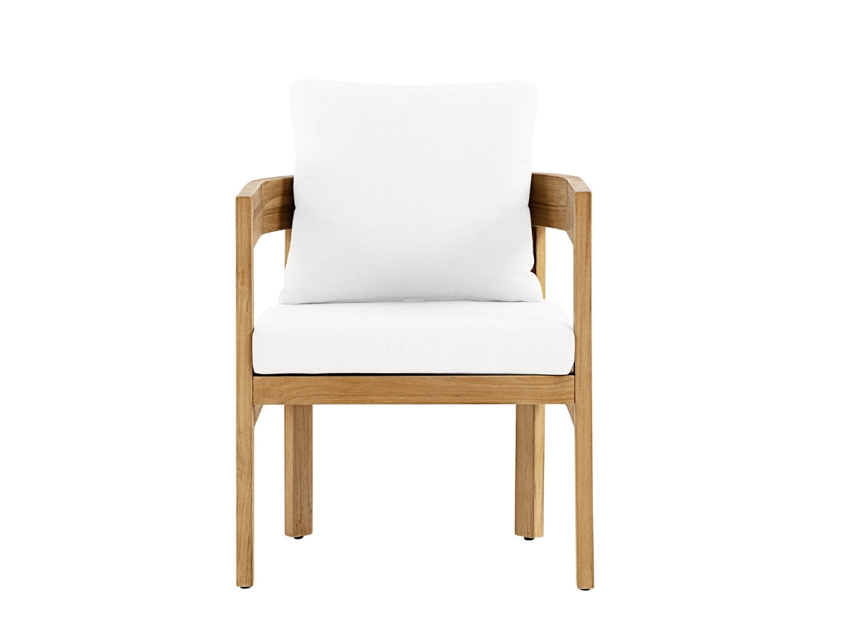 Santino® Outdoor Dining Chair (Set of 2) - White Fabric with Teak Frame