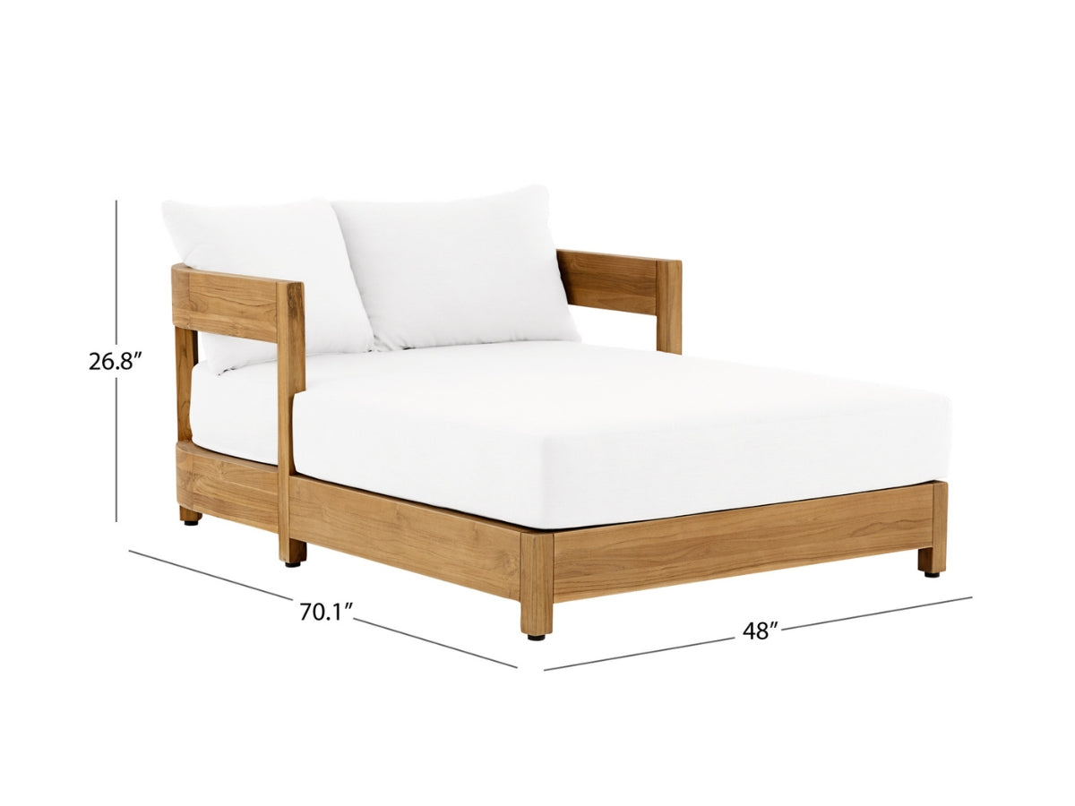 Santino® Outdoor Daybed - White Fabric with Teak Frame