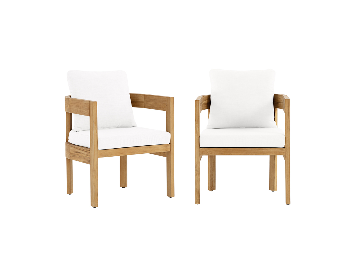 Santino® Outdoor 15-Piece Estate Collection - White Fabric with Teak Frame