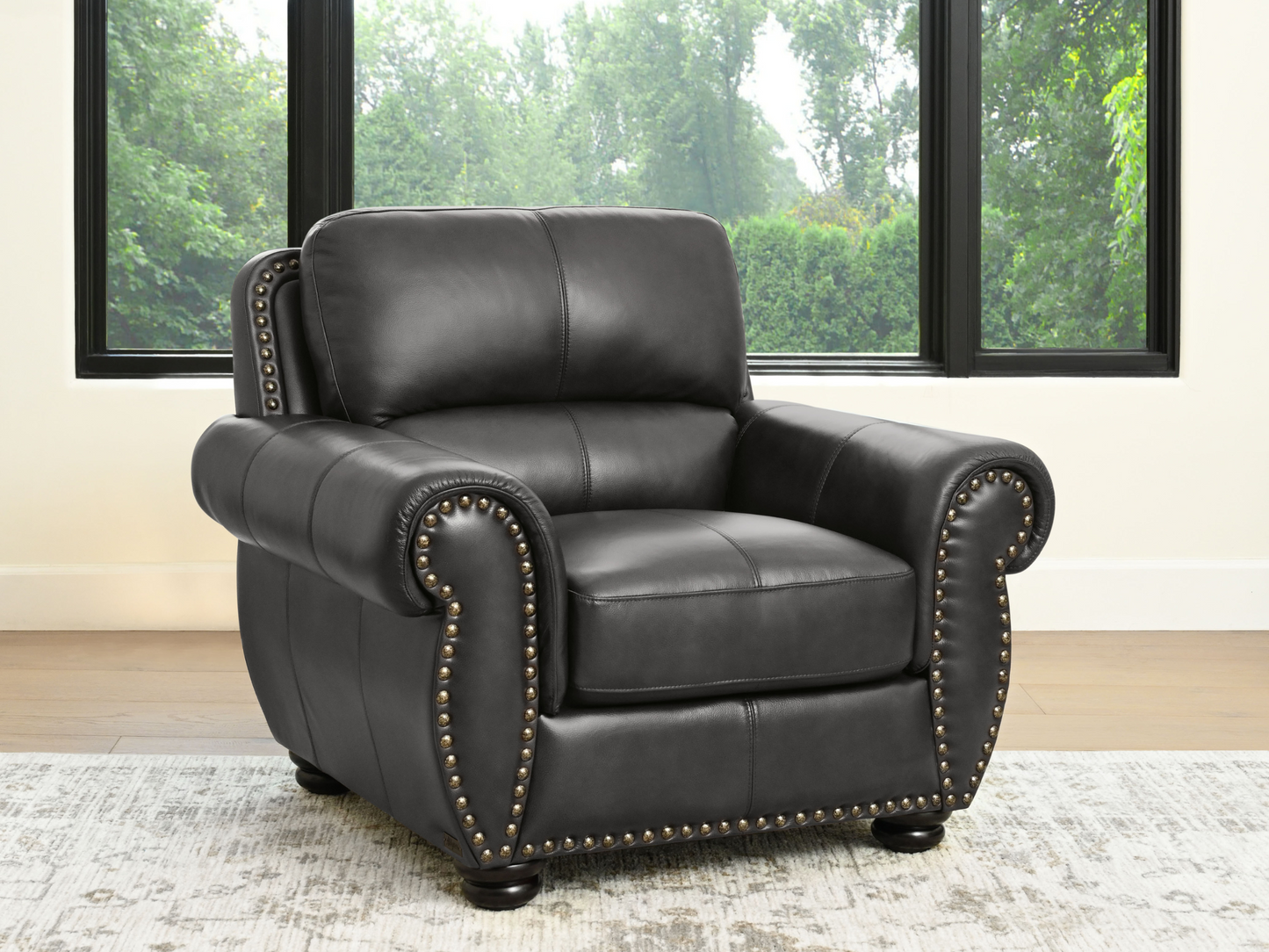 Austin Leather Armchair - Dark Gray