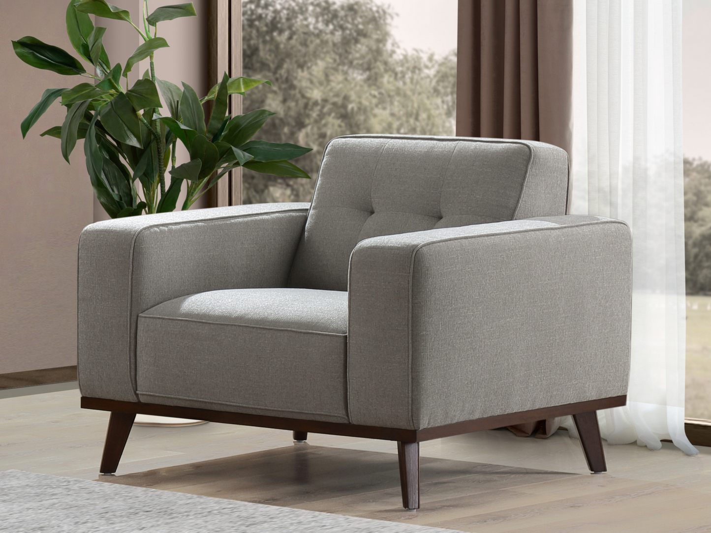 Vicenza Mid-Century Upholstered Chair - Gray