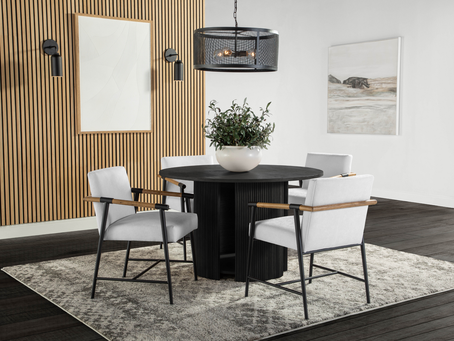 Parker 5-pc Dining Set - Black with White