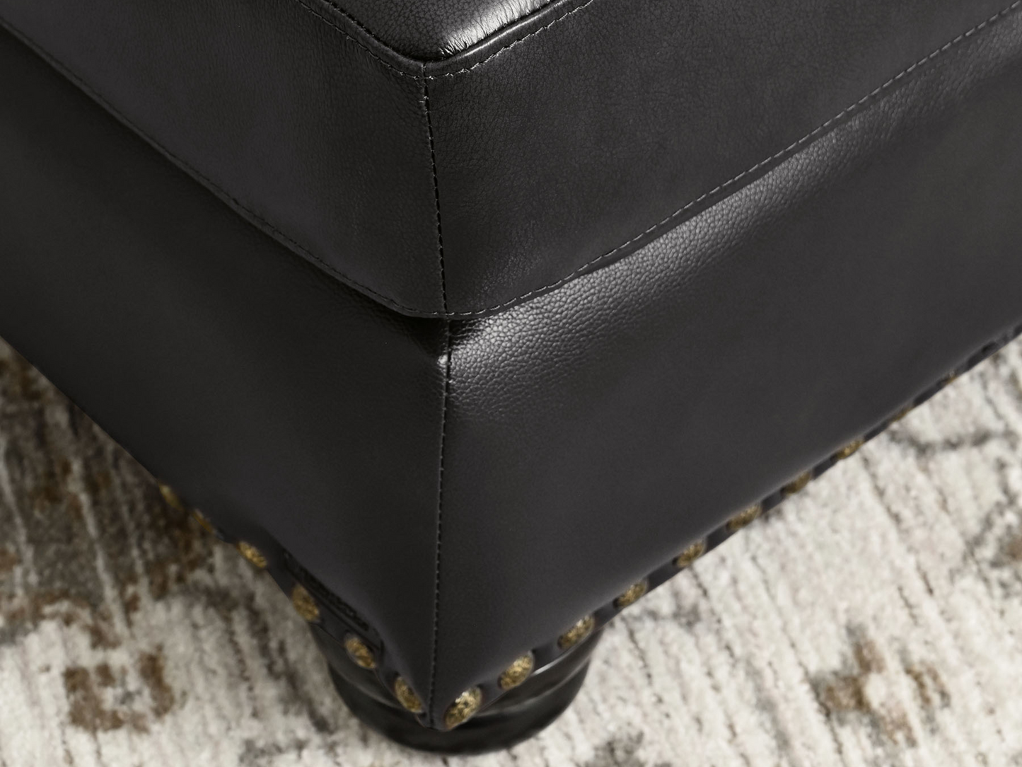 Austin Leather Ottoman - Dark Gray