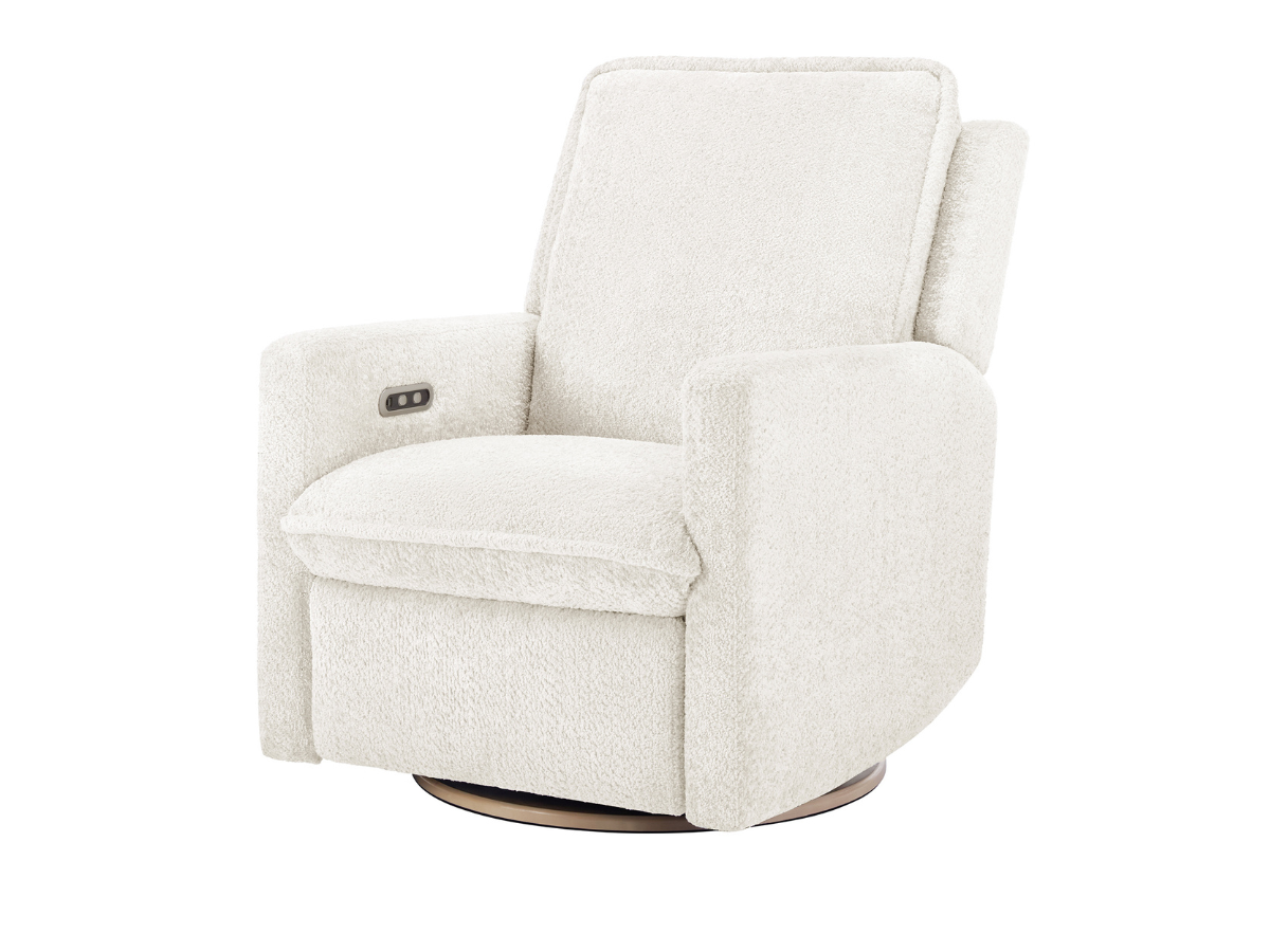 Ayden Boucle Swivel Glider Power Recliner - White