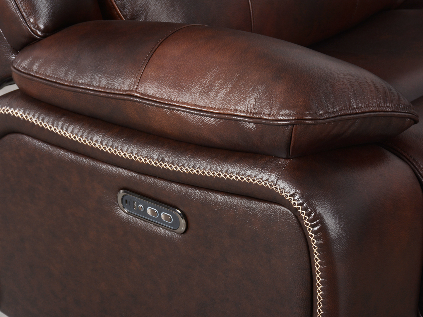 Veneta Top Grain Leather 6-pc Power Reclining Sectional