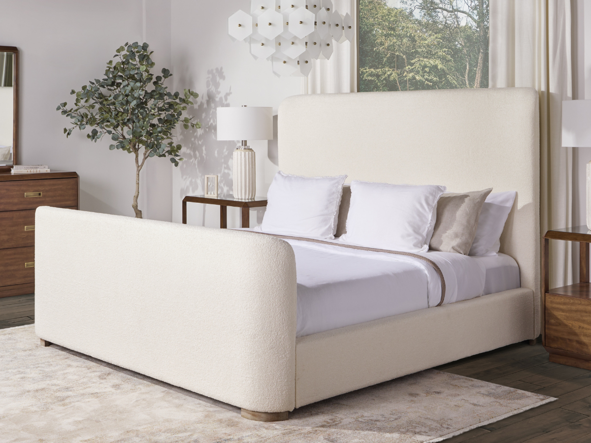 JoJo Fletcher Luciano Bouclé Fabric Sleigh Bed - King - Ivory