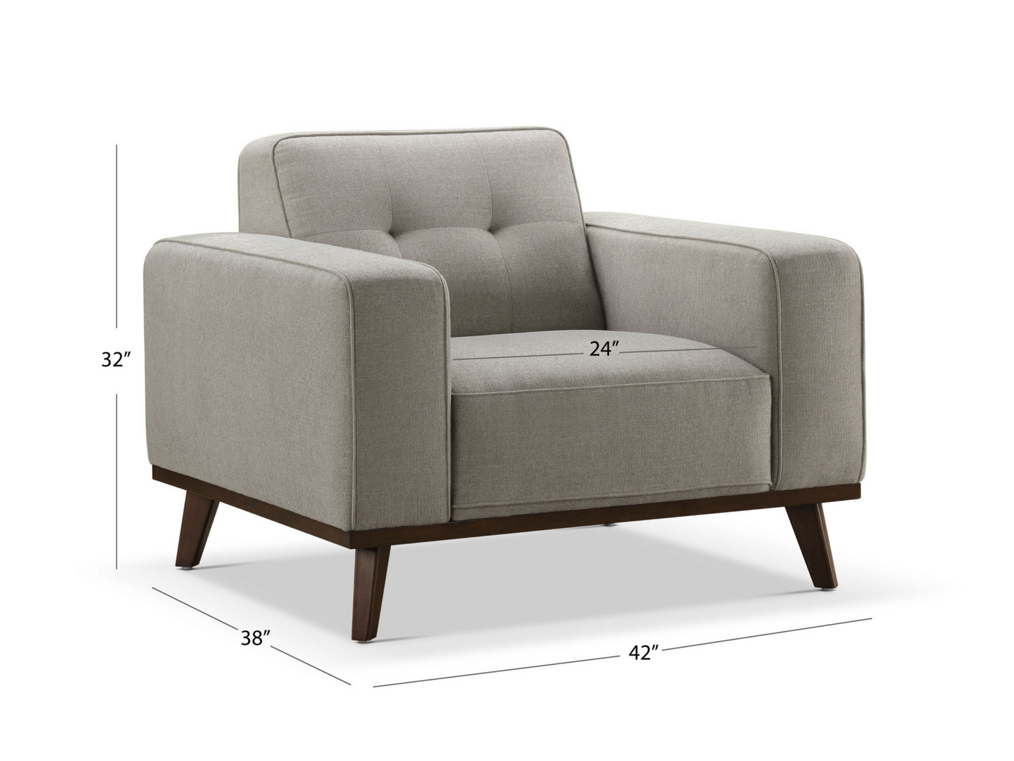 Vicenza Mid-Century Upholstered Chair - Gray