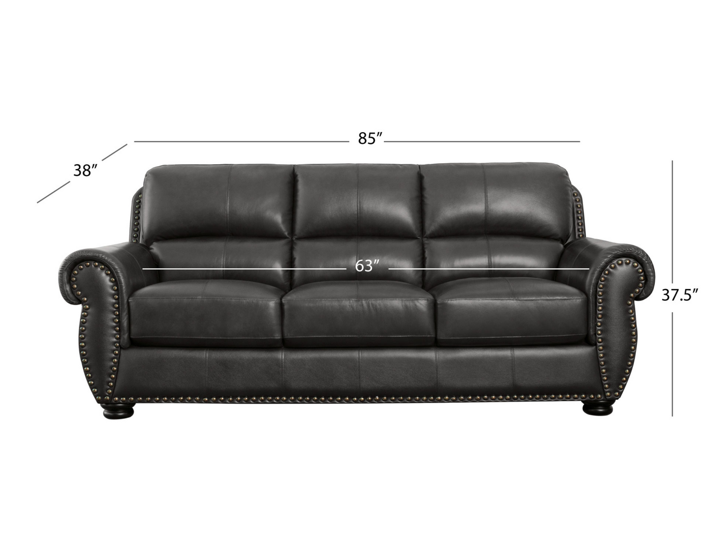 Austin Leather Sofa - Dark Gray