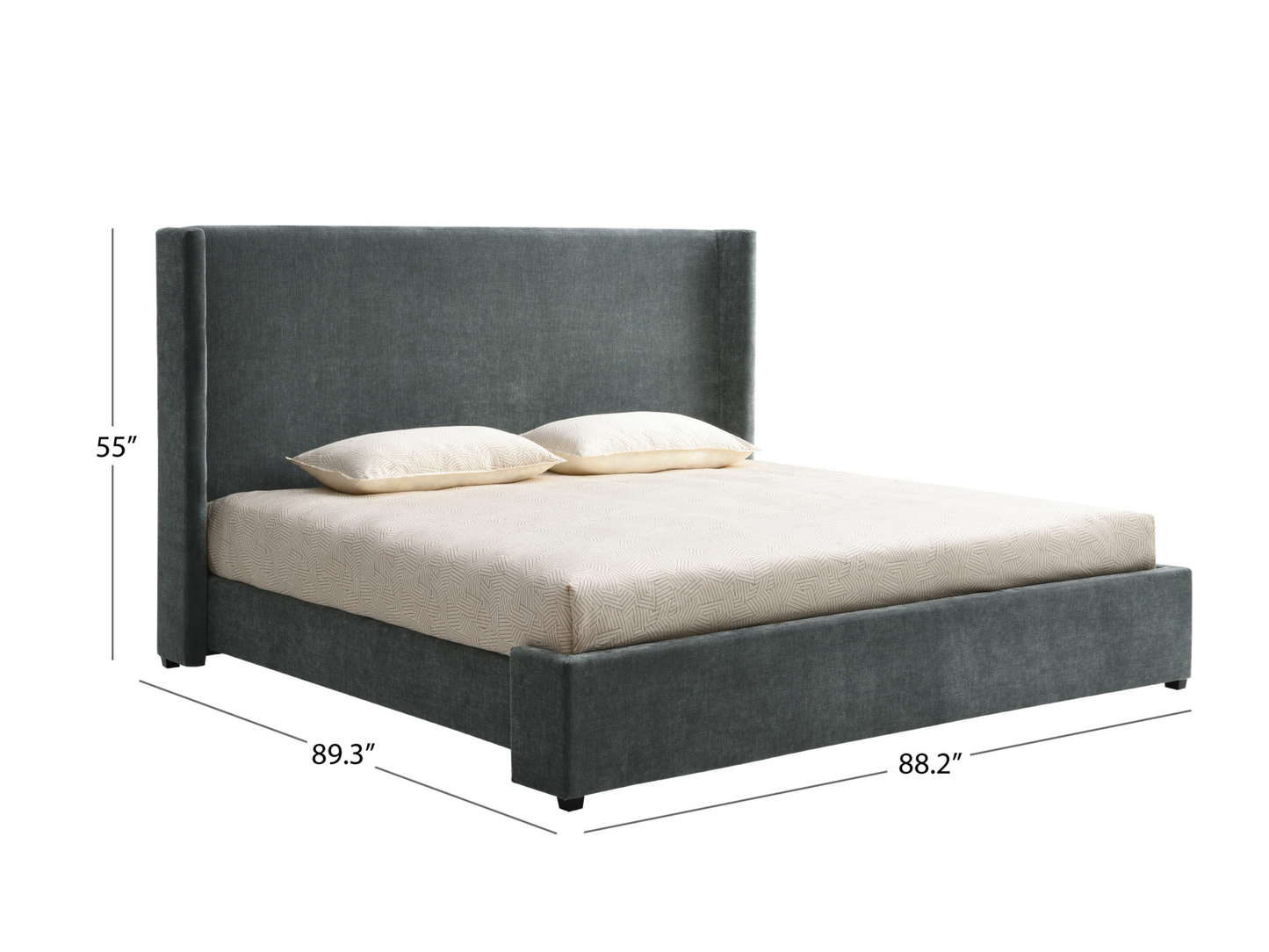Lennon Upholstered Bed - Charcoal - King