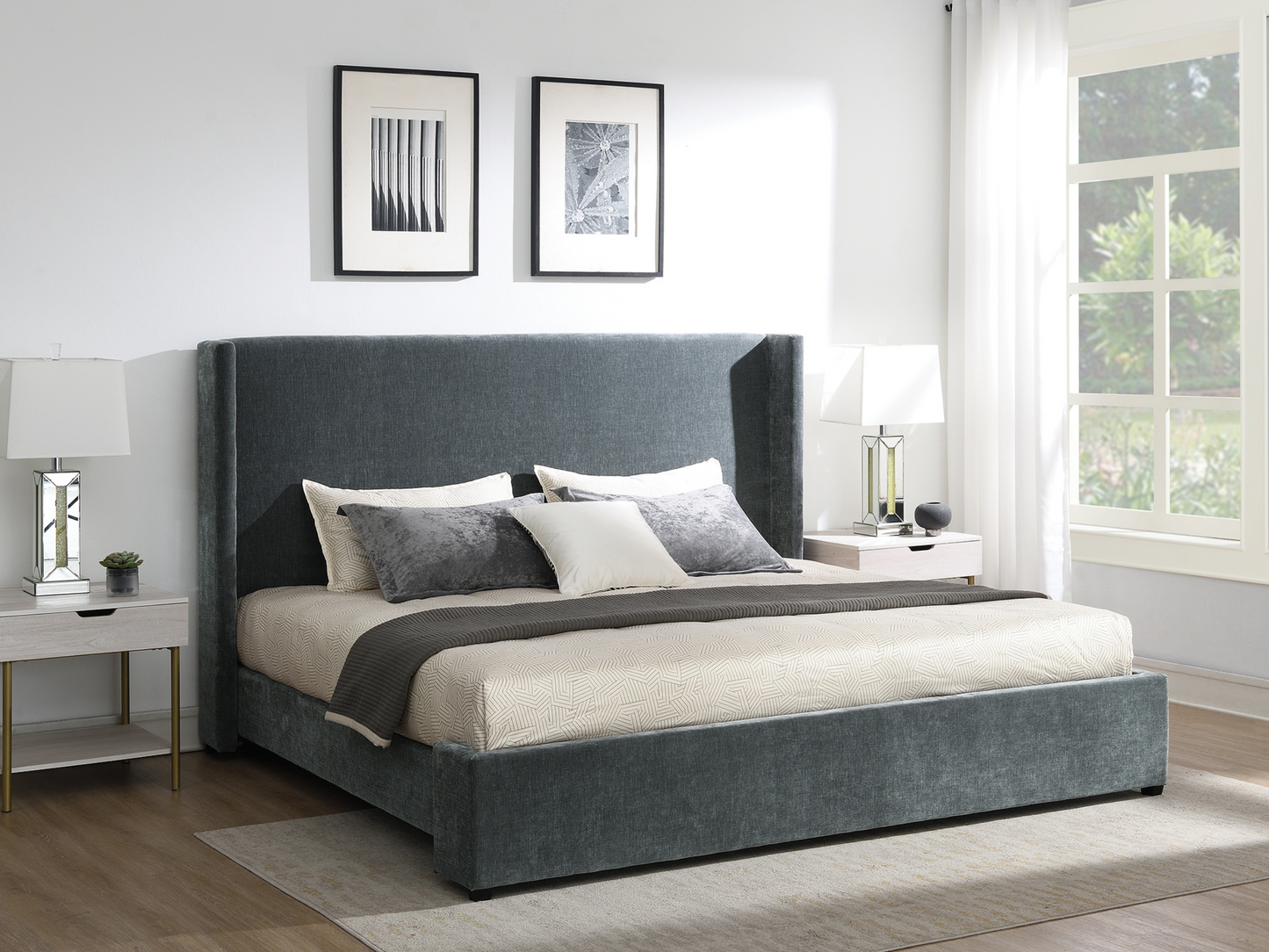 Lennon Upholstered Bed - Charcoal - King