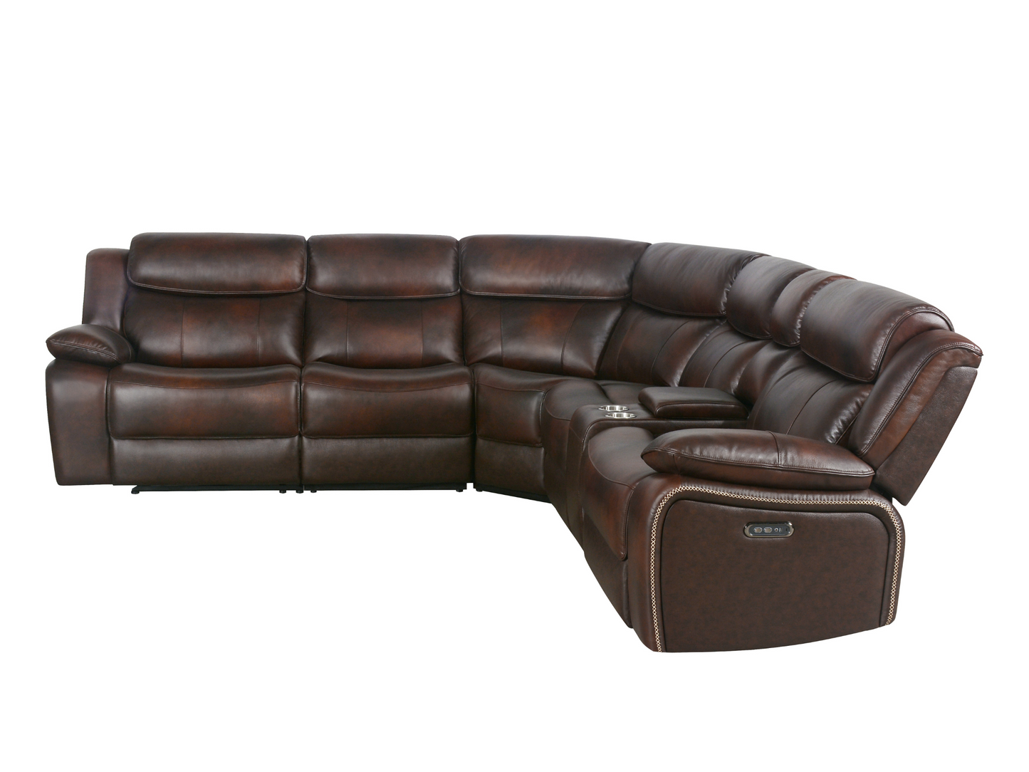 Veneta Top Grain Leather 6-pc Power Reclining Sectional