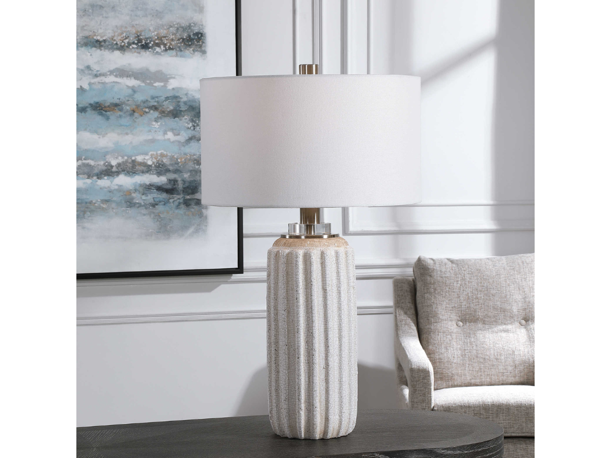 Abbyson Home Aileen White Crackle Table Lamp