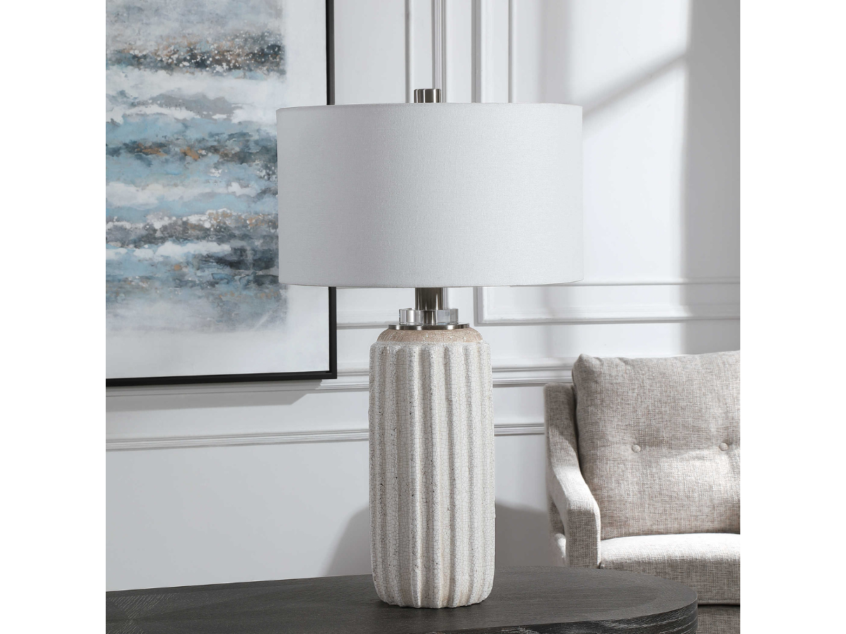 Abbyson Home Aileen White Crackle Table Lamp