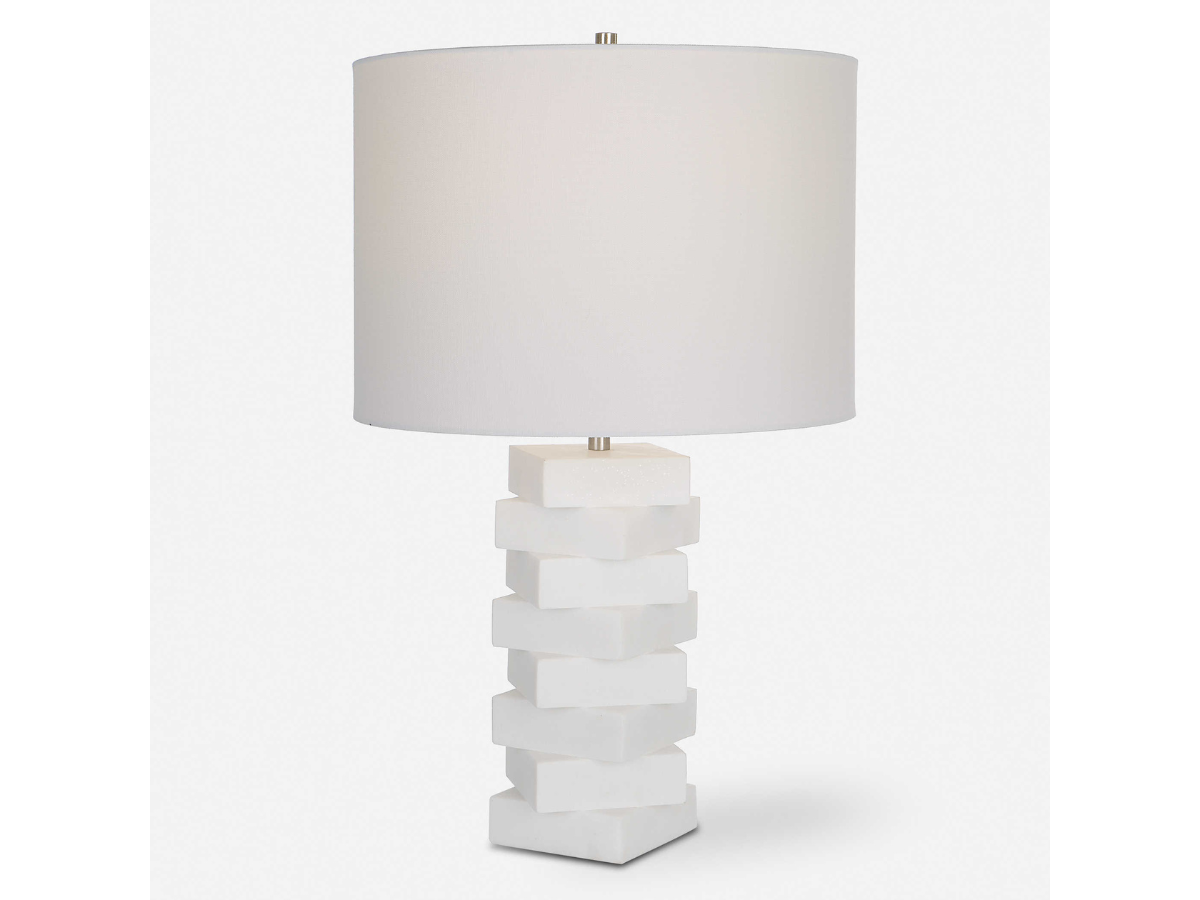 Abbyson Home Aria White Geometric Table Lamp