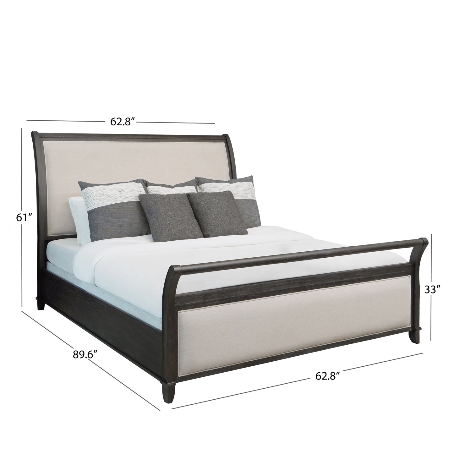 Audrey Sleigh Queen Bed, Gray
