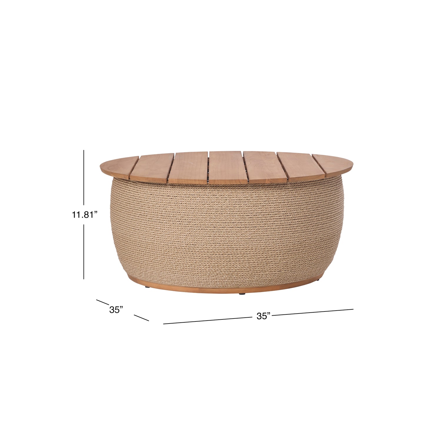 Bali Outdoor Teak and Rope Storage Coffee Table