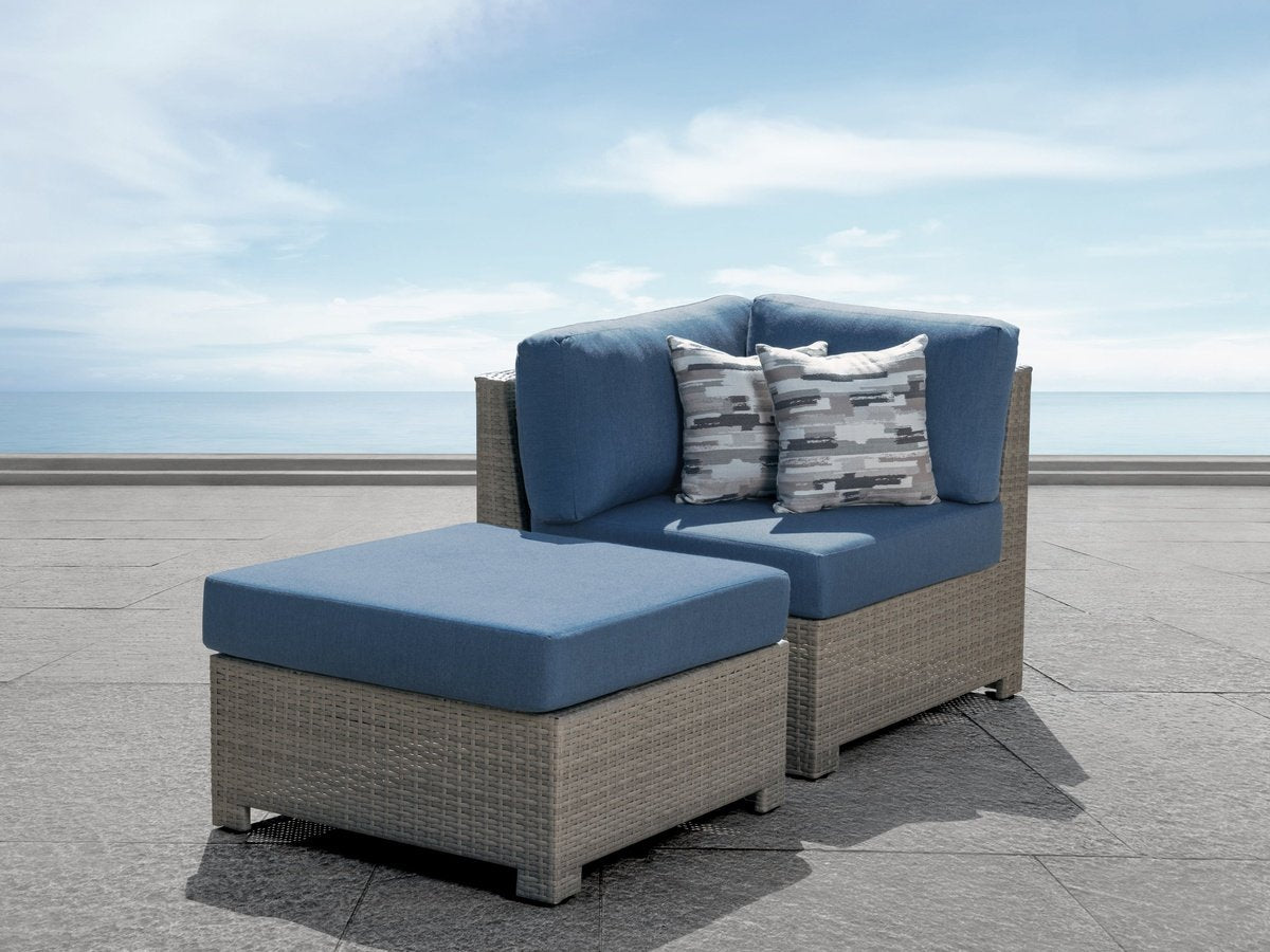 Belmont™ Modular Sectional Corner Chair + Ottoman Set - Blue