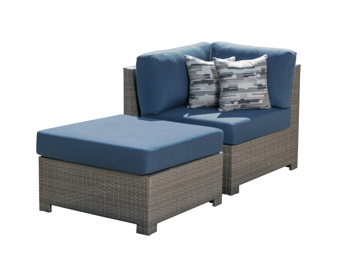 Belmont™ Modular Sectional Corner Chair + Ottoman Set - Blue
