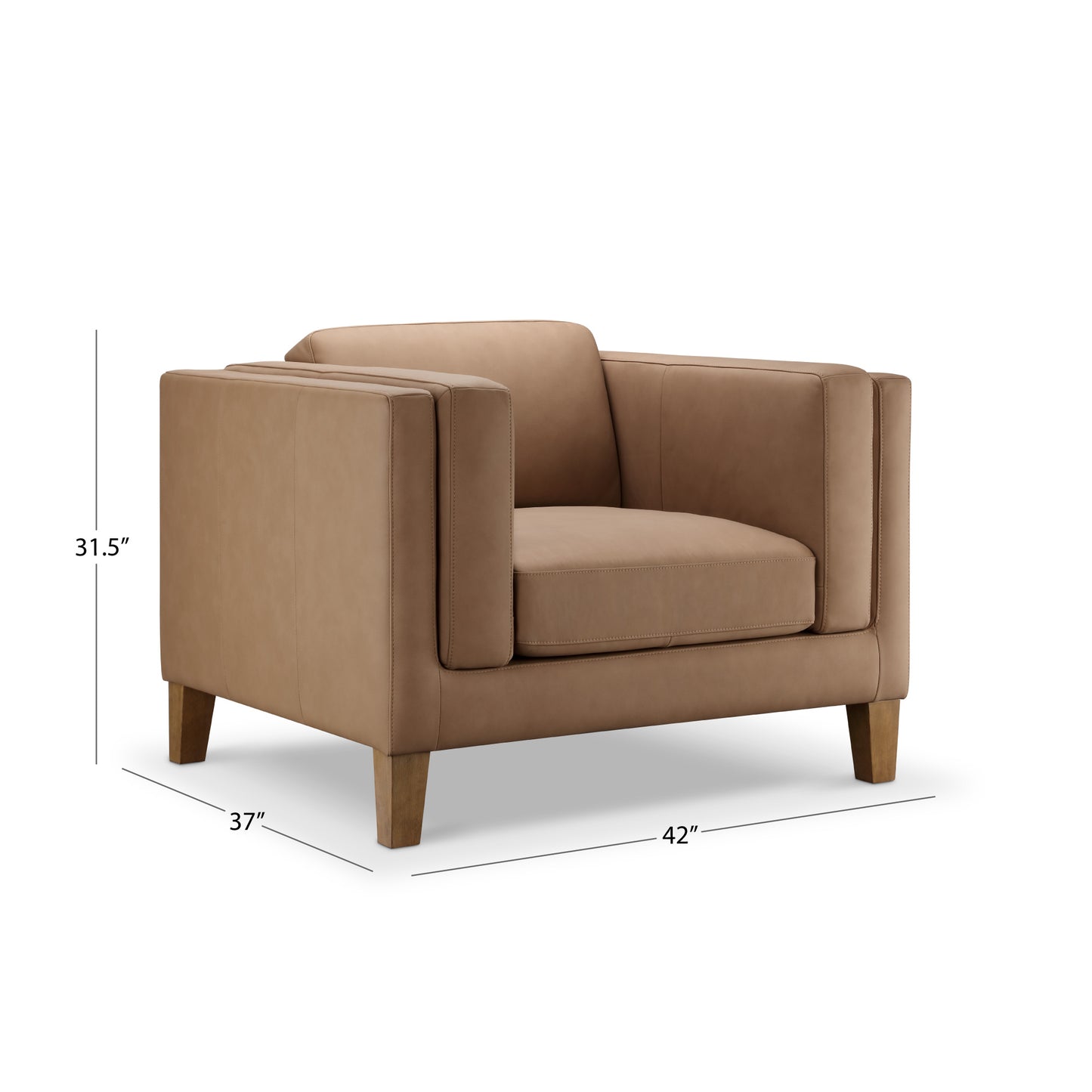 Boyd Top Grain Leather Armchair - Saddle Brown