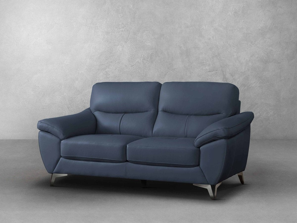 Cadence Top Grain Leather Loveseat - Blue