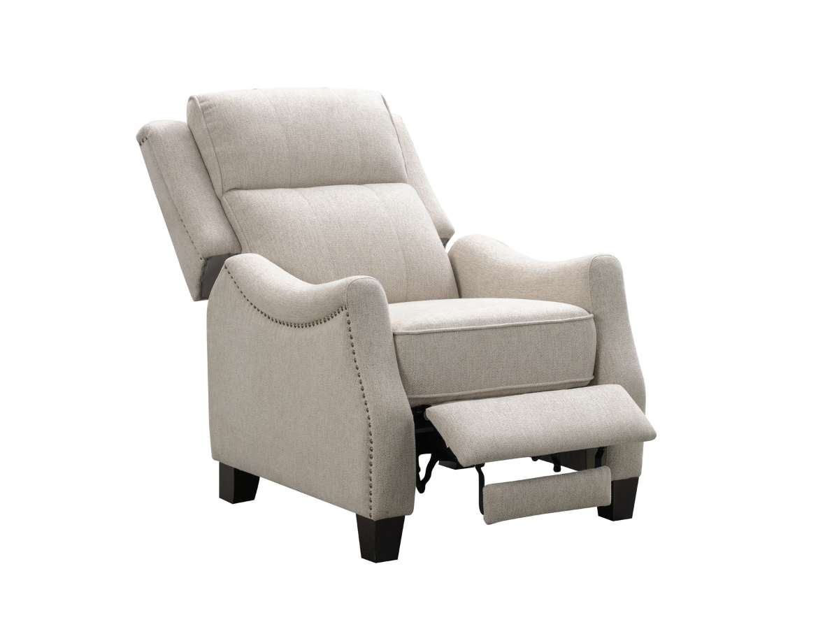 Calvin Fabric Tufted Push-Back Recliner - Cream