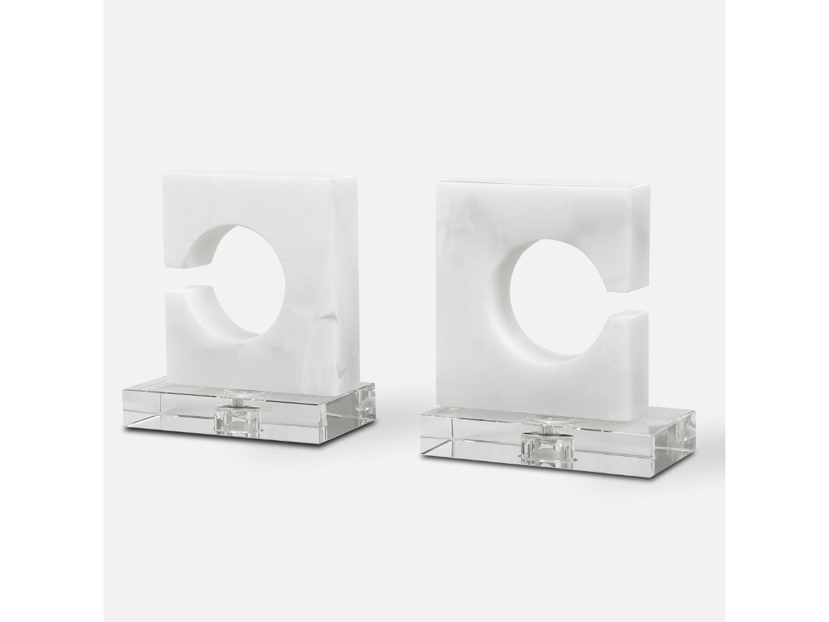Abbyson Home Clarice White & Gray Bookends, Set of 2
