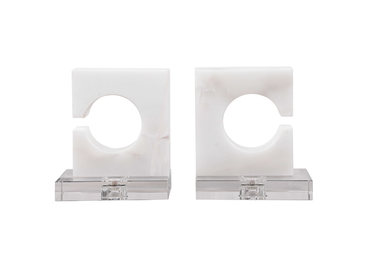 Abbyson Home Clarice White & Gray Bookends, Set of 2