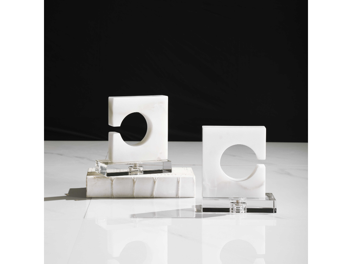 Abbyson Home Clarice White & Gray Bookends, Set of 2