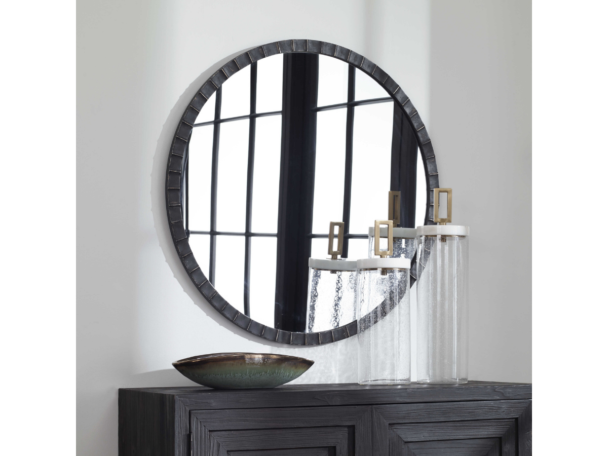 Abbyson Home Delphine Round Industrial Mirror