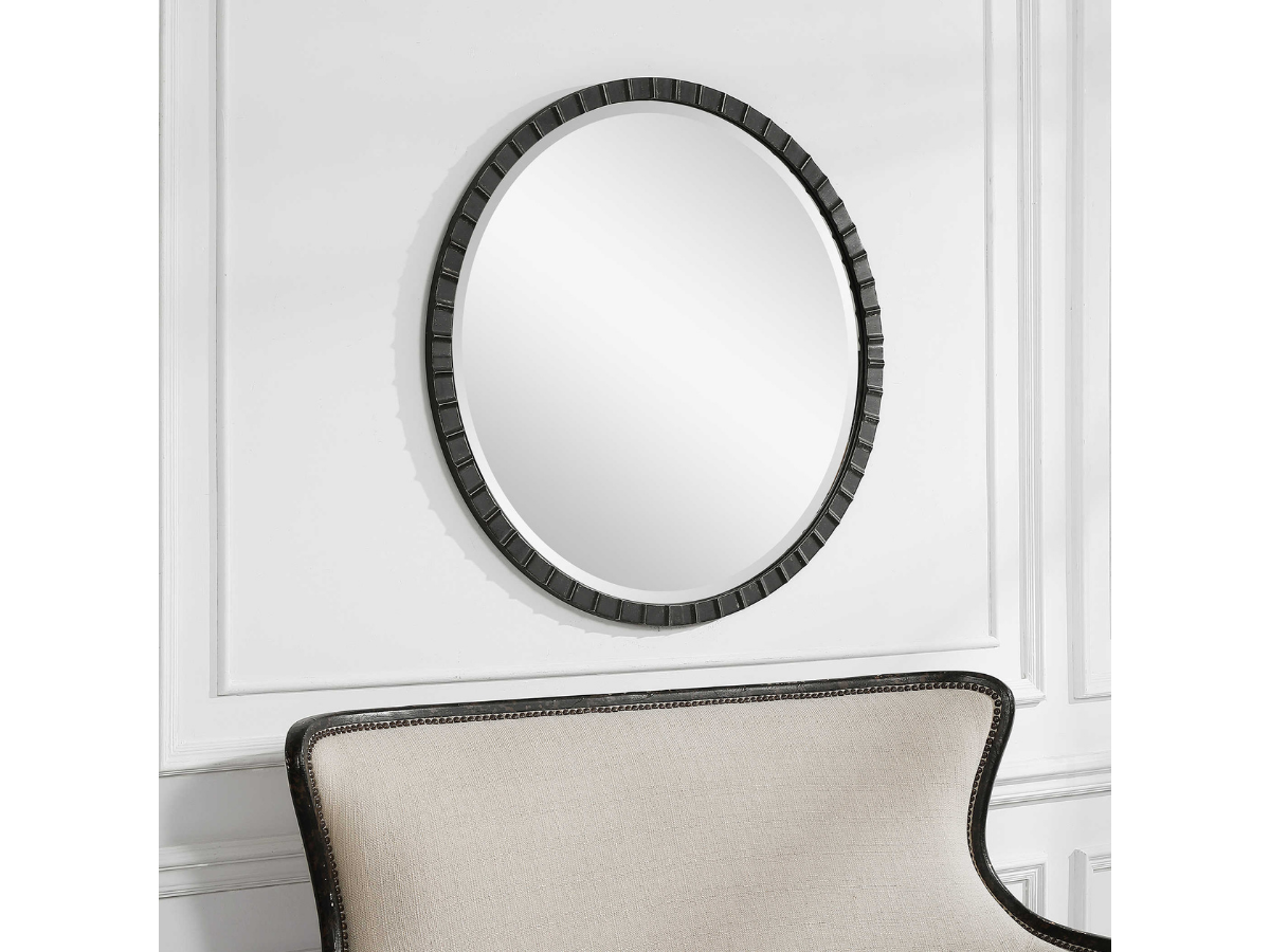 Abbyson Home Delphine Round Industrial Mirror