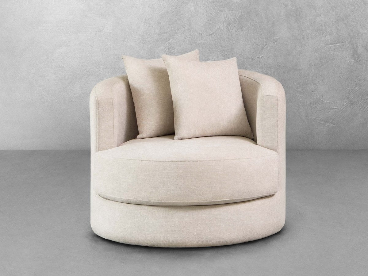 Elliot Fabric Swivel Chair - Beige